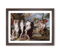 Peter Paul Rubens The Judgement of Paris Classic Painting Framed Print | A4 Walnut Framed Wall Art | Ready to Hang | Classic Historical Picture | Living Room Bedroom Lounge Office