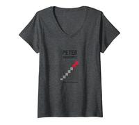 Peter Peter Principle: Rise to Incompetence Graphic V-Neck T-Shirt, Women, Dark Heather Grey, M