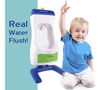 Peter Potty Toddler Urinal - 2026 Upgraded Leak-Proof Real Water Flush Training System, Height Adjustable Stand & Wall Mount, 50 oz Removable Tray