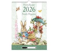 Peter Rabbit 2026 Family Organiser Wall Calendar | Large 4-Column Monthly Planner with Wipe-Clean Notes Section, Pen & Hanging Loop | Beatrix Potter Design
