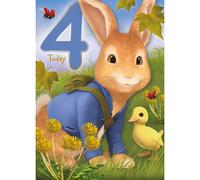 Age 4 Birthday Card, Peter Rabbit Age 4 Birthday Card, 4th Birthday Card Peter Rabbit, Happy 4th Birthday Card