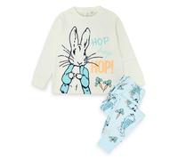 Peter Rabbit Boys Blue Front Print Top, All Over Print Bottom Long Sleeve Long Leg Pyjama Set - 4-5 Years