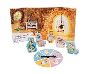 Peter Rabbit Character Hunt Board Game. Includes 4 Game Modes, 5 x Wooden Characters, 1x Rabbit Hole Board & 1 x Character Spinner. Officially Licensed Merchandise.