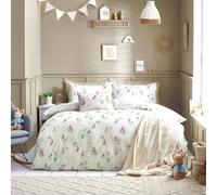 Peter Rabbit™ Classic Duvet Cover Set - Reversible 100% Cotton Storybook Motif Polka Dot Bedding (Natural - Single - 137x200cm)