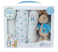 Peter Rabbit Gift Set - Unisex Beatrix Potter Soft Toy and Muslin Set
