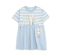 Peter Rabbit Girls Light Blue Stripey Dress | Crew Neck Short Sleeve Cartoon Character Print | Pocket Logo Pull-On Kids Streetwear | Children's Everyday Dress Merch - 4-5 Years