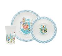 Peter Rabbit Kids Tableware Set - 3 Piece Reusable PP Plate,Tumbler & Dinnerware Set for Mealtimes - for 24 Months & Up,Blue & White