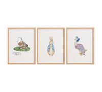 Peter Rabbit Nursery Wall Art Set of 3 Prints, Peter Rabbit, Jeremy Fisher and Jemima Puddle-Duck Nursery Decor, Beatrix Potter Style Baby Nursery Prints A3 A4