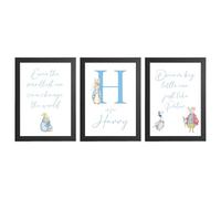 Peter Rabbit Prints For Nursery - Personalised Nursery Prints For Boy Or Nursery Prints For Girl | Childrens Bedroom Prints & Childrens Wall Art For Bedroom Walls In A5, A4 and A3 - Blue
