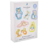 Peter Rabbit Puzzle Pack. Includes 6 x 2-Part Puzzles. Recommended for 12-24 months. Officially Licensed Peter Rabbit Merchandise. Perfect Beatrix Potter Baby Gifts.
