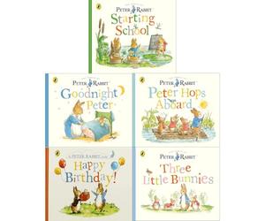 Peter Rabbit Tales Collection by Beatrix Potter: Starting School, Goodnight Peter, Peter Hops Aboard, Happy Birthday! & Three Little Bunnies (5-Book Set) - Board Book