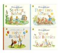 Peter Rabbit Tales Collection by Beatrix Potter: Starting School, Peter Hops Aboard, Happy Birthday! & Three Little Bunnies (4-Book Set) - Board Book