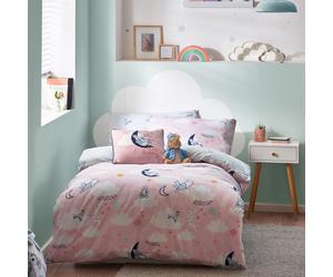 Peter Rabbit TM Sleepy Head Reversible Duvet Cover Set - Pink - Size Single