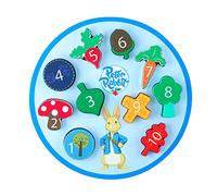 Peter Rabbit Toys Counting Wooden Puzzle Board, 10 Play Food Vegetables, Montessori Shape Sorter Wooden Puzzles for 1 Year Old and Toddler, Official Licensed Peter Rabbit Gifts by Orange Tree Toys