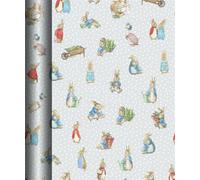 Peter Rabbit Wrapping Paper by Hallmark - 3 x 2 metre rolls Perfect for Birthday, Christmas or Christening Official Beatrix Potter