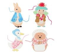 Peter Rabbite and Friends Lacing Cards Set, Educational Wooden Puzzle for Toddlers, 4 Pieces with Threading Cords