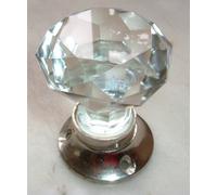 Peter Sharpe Clear sparkling cut glass doorknob CHROME base (one)