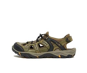 Peter Storm Men's Solva Closed Toe Leather Walking Sandals with Shock Cord Fastening, Summer, Outdoors (Green, UK Footwear Size System, Adult, Men, Numeric, Medium, 7)