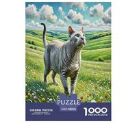 Peter The Bald Cat 1000 Pieces Animal Jigsaw Puzzles with Paper Art Creativity & Gift Giving for Adults And Kids Age 12 Years Up Fun Challenges 38x26cm/1000pcs