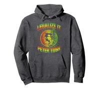 Peter Tosh Legalize It Pullover Hoodie, Adult Unisex, Dark Heather Grey, Small