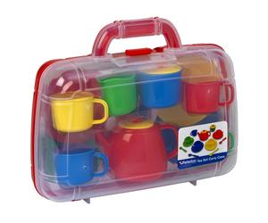 Peterkin Children's Tea Set Carry Case in Primary Colours,Assorted,31 x 26 x 9 cm