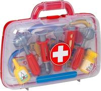 PETERKIN | Classic Doctor's Medical Carry Case Toy | 11 piece, brightly coloured, plastic doctor's set in a sturdy 30cm carry case | Roleplay Toys | Ages 3+, Red