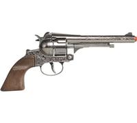 PETERKIN | Classic Gonher 12 Shot Cowboy Gun Toy | Diecast metal pretend gun with western detailing and wood effect plastic handle | Roleplay Toys | Fancy Dress Accessories | Ages 3+