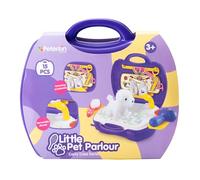 PETERKIN | Little Pet Parlour Carry Case Toy | 15 piece, brightly coloured, plastic pet grooming salon set in a sturdy 24 cm carry case | Roleplay Toys | Ages 3+, Purple