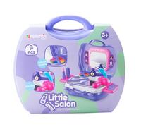 PETERKIN | Little Salon Carry Case Toy | 19 piece, brightly coloured, plastic beauty salon set in a sturdy 24 cm carry case | Roleplay Toys | Ages 3+
