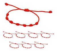 PETERMALLON 8 Pieces Adjustable Red Wire Bracelet Handwoven Couple Friendship 7 Knot Braided Bracelet Amulet Talisman Handmade Good Luck Protect Couple