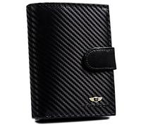 PETERSON | Wallet for Men | Carbon Structure | Natural Leather | High Quality | Vertical Alignment | Numerous Compartments | Modern | RFID Blocking System Technology, Model 5, 12.5 cm, Modern