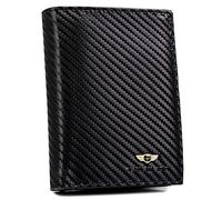 PETERSON | Wallet for Men | Carbon Structure | Natural Leather | High Quality | Vertical Alignment | Numerous Compartments | Modern | RFID Blocking System Technology, model 1, 12.5 cm, Modern