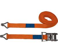 PETEX 43192835 Ratchet Tie Down Strap 2-Piece 6 m 35 mm 1000/2000 Dan Double Pointed Hook Orange Orange