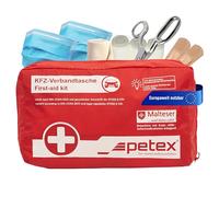 PETEX 43930012 First Aid Bag Contents According to DIN 13164, Red