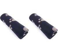 Petface Archie's Fleece Comforter Paw Print Blanket for Dog, Black (Pack of 2)