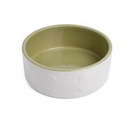 Petface Ceramic Dog Bowl with Bone Design, Cream/Green, 20 cm (Pack of 1)