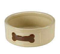 Petface Bone Ceramic Dog Bowl, 15 cm, Cream/Terra