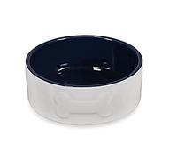 Petface Bone Ceramic Dog Food Bowl (Cream/Navy), 20cm