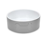 Petface Bone Ceramic Pet Bowl for Feeding and Watering, Suitable for Both Dogs and Cats, Grey/White, 20 cm (Pack of 1)