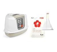 Petface Cat Hygiene Bundle - Includes Hooded Corner Cat Litter Tray 56L x 38W x 46H cm & Litter Tray Drawstring Liners, 50 Large Liners