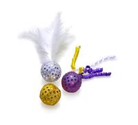 Petface Catkins Cat Ball Toys, Pack of 3 Assorted Glitter Balls for Indoor Cats