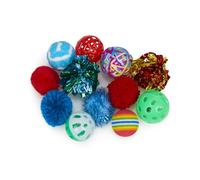 Petface Catkins Cat Ball Toys, Play Pack of 12 Assorted Balls for Indoor Cats