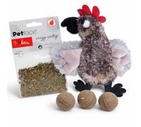 Petface Catnip & Refillable Plush Cat Toy Bundle - Includes Crazy Natural Wild Catnip & Refillable Plush Cockerel Cat Toy, Safe Stimulation for Pet Playtime