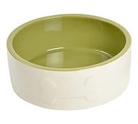 Petface Ceramic Dog Bowl with Bone Design, Cream/Green, 20 cm (Pack of 1)