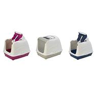 Petface Hooded Cat Litter Tray Blue/Grey/Pink - 50cm