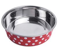 Petface Cranberry and White Spots Deli Dog Bowl, 14 cm