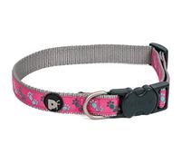 Petface Paws Print Dog Collar, Medium, Cerise/Grey