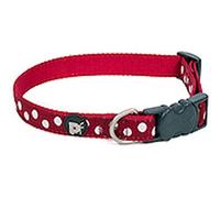 Petface White Dots Print Dog Collar, Small, Cherry