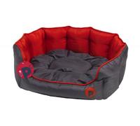 Petface Luxury Oval Oxford Dog Bed with Removeable Cushion, Machine Washable, Red, Large (Pack of 1)