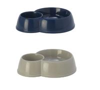 Petface Double Cat Bowl Blue and Grey - One Size